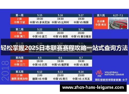 轻松掌握2025日本联赛赛程攻略一站式查询方法 轻松掌握2025日本联赛赛程攻略一站式查询方法